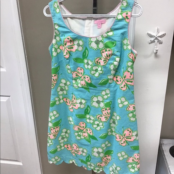 Lily Pulitzer Teal Butterfly Dress Size 8